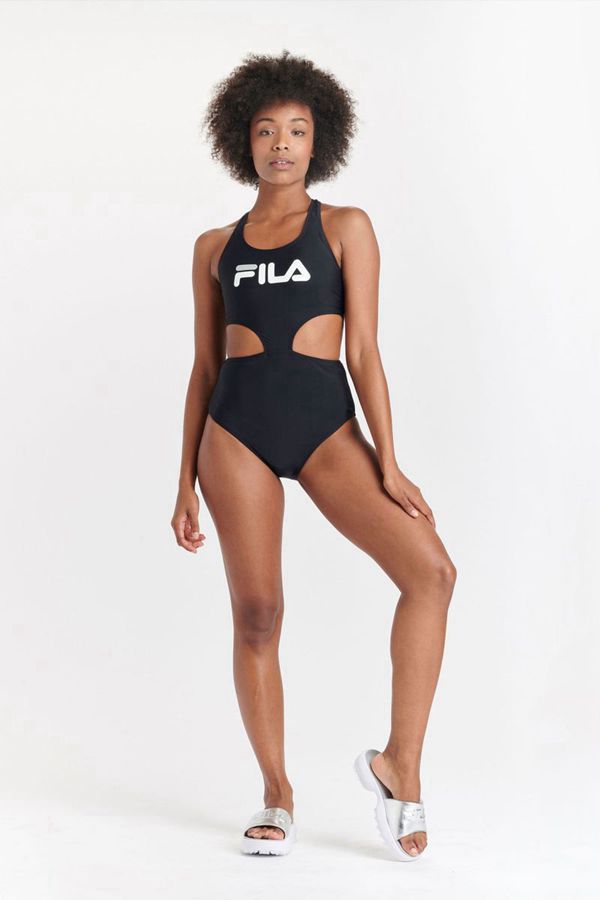 Fila Samanta Cut Out Swimsuit Women's Swimwear - Black/White/Light Grey,NZ 978-59718